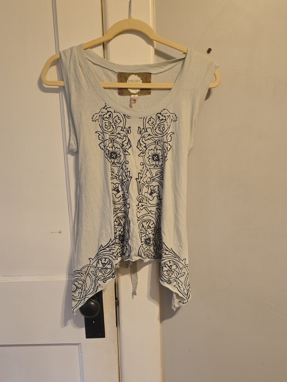 Chelsea & Violet Light Gray Tank with Black Floral Panel